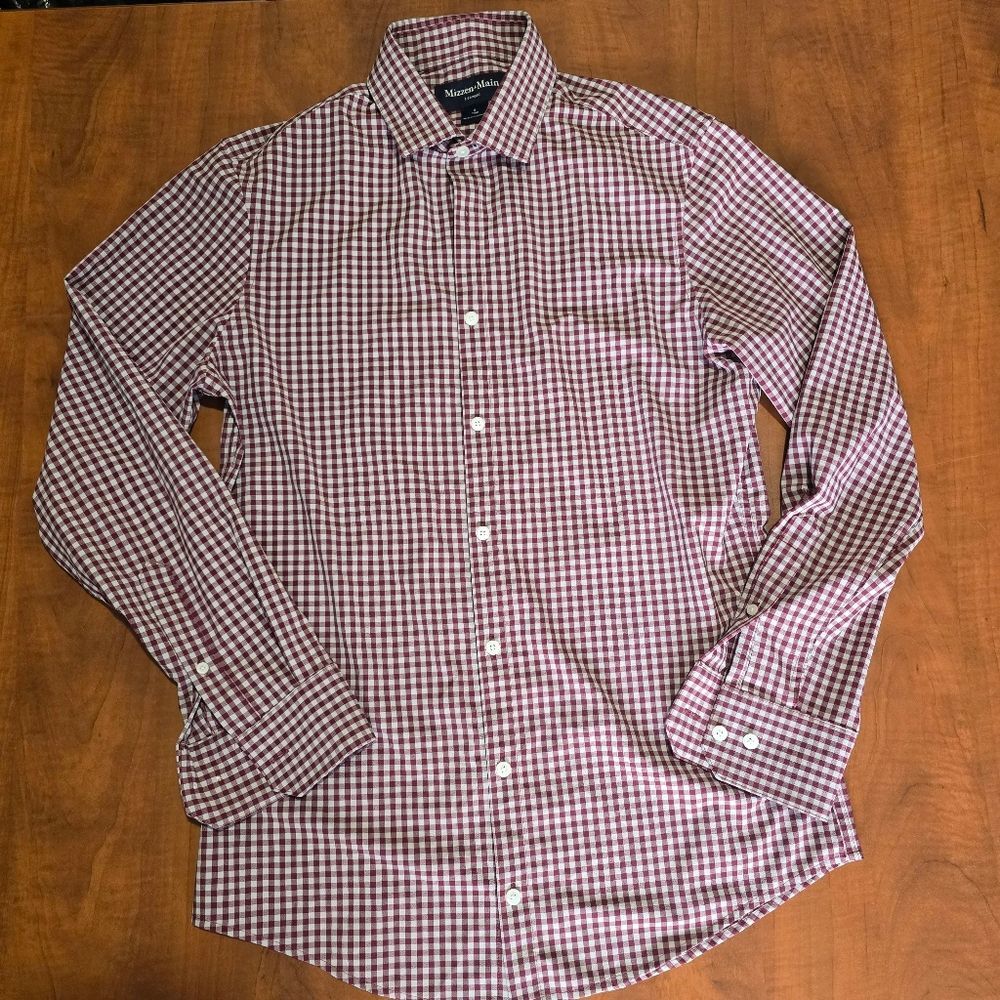 Mizzen+Main Leeward Trim Fit Gingham Print Long Sleeve Button Down S